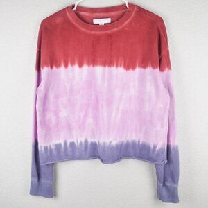 Spiritual Gangster Women M Mazzy Multicolor Dip Dye Pullover Crop Sweatshirt Top
